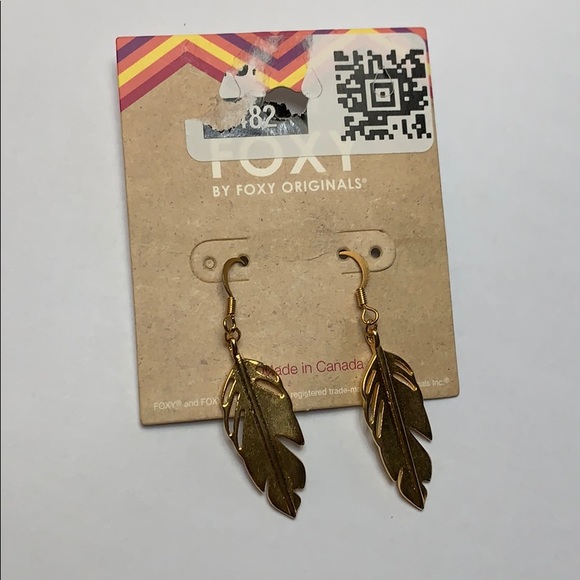 🎈Feather Drop Earrings Gold tone - Picture 2 of 5
